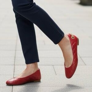 MICHAEL Michael Kors Ramsey Quilted Red Leather Ballet Flats - 7